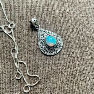 Sterling Silver Natural Ethiopian Opal Necklace